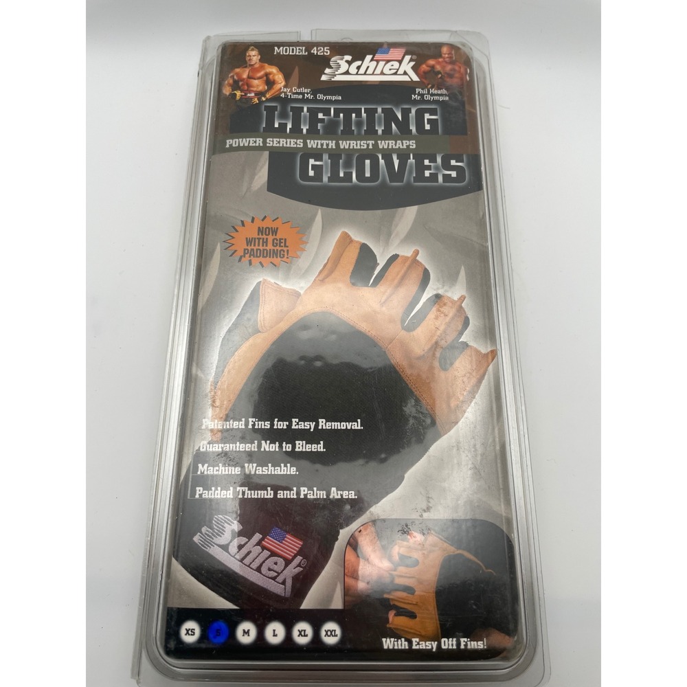 Schiek Model 425 Power Series Lifting Gloves with Wrist Wraps Tan Black Small